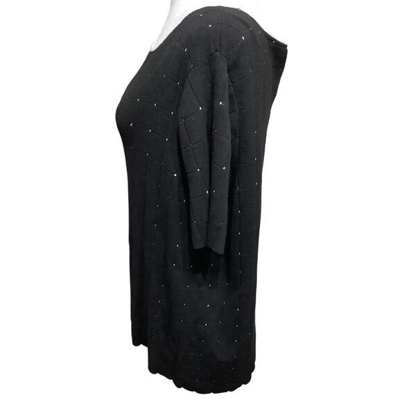 Elisabeth 2X Black Long Sleeve Top – Grandmacore, Preppy, Polka Dot Charm - Picture 2 of 6